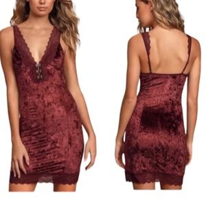 NWOT FREE PEOPLE Wait For It Red Velvet Mini Dress . Size M. M